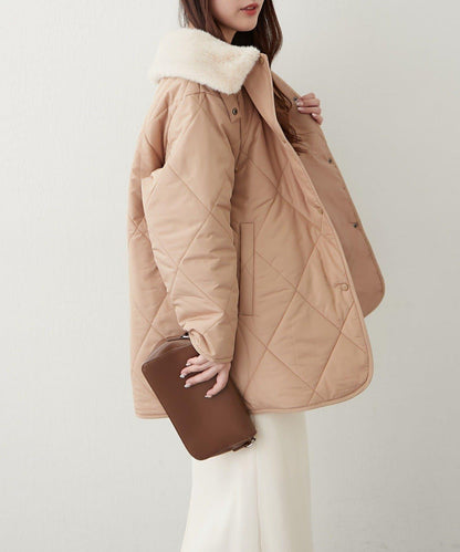 毛絨領拼接棉服