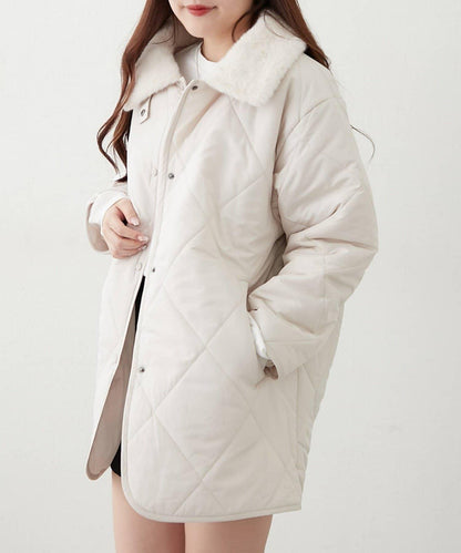 毛絨領拼接棉服