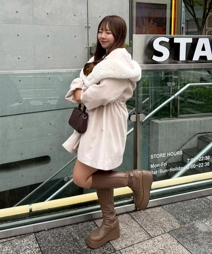 【約會・應援活動也很適合！】毛絨大連帽外套