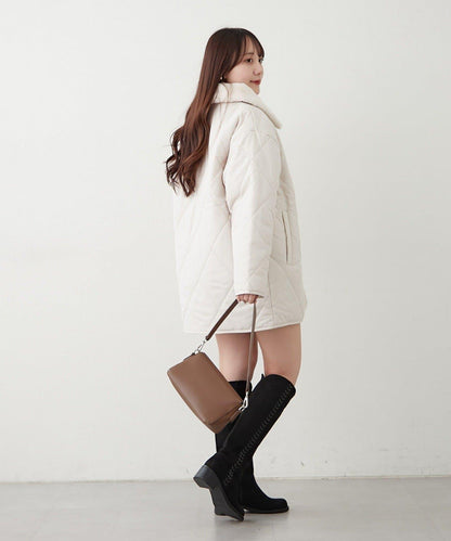 毛絨領拼接棉服