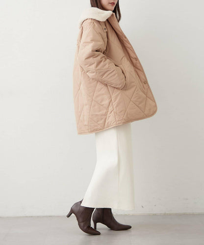 毛絨領拼接棉服