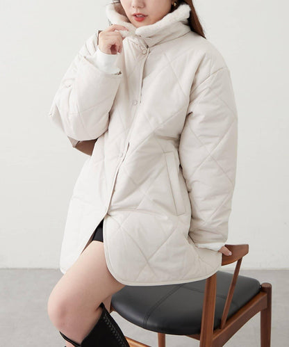 毛絨領拼接棉服