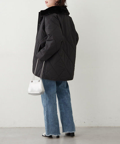 毛絨領拼接棉服