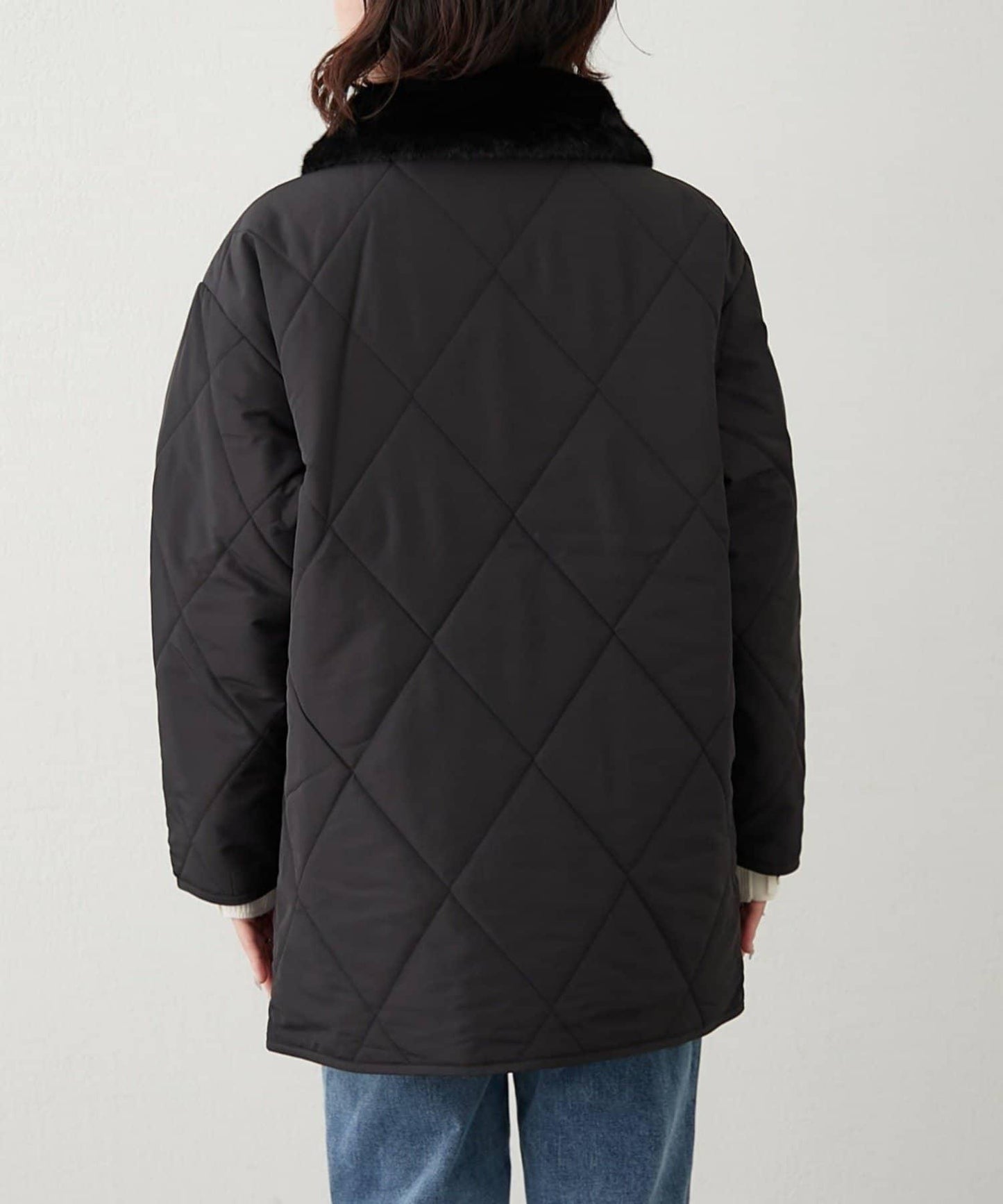 毛絨領拼接棉服