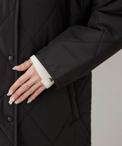 毛絨領拼接棉服