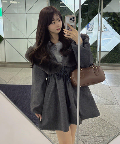 【約會・應援活動也很適合！】毛絨大連帽外套