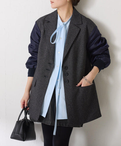 三扣拼接袖西裝夾克