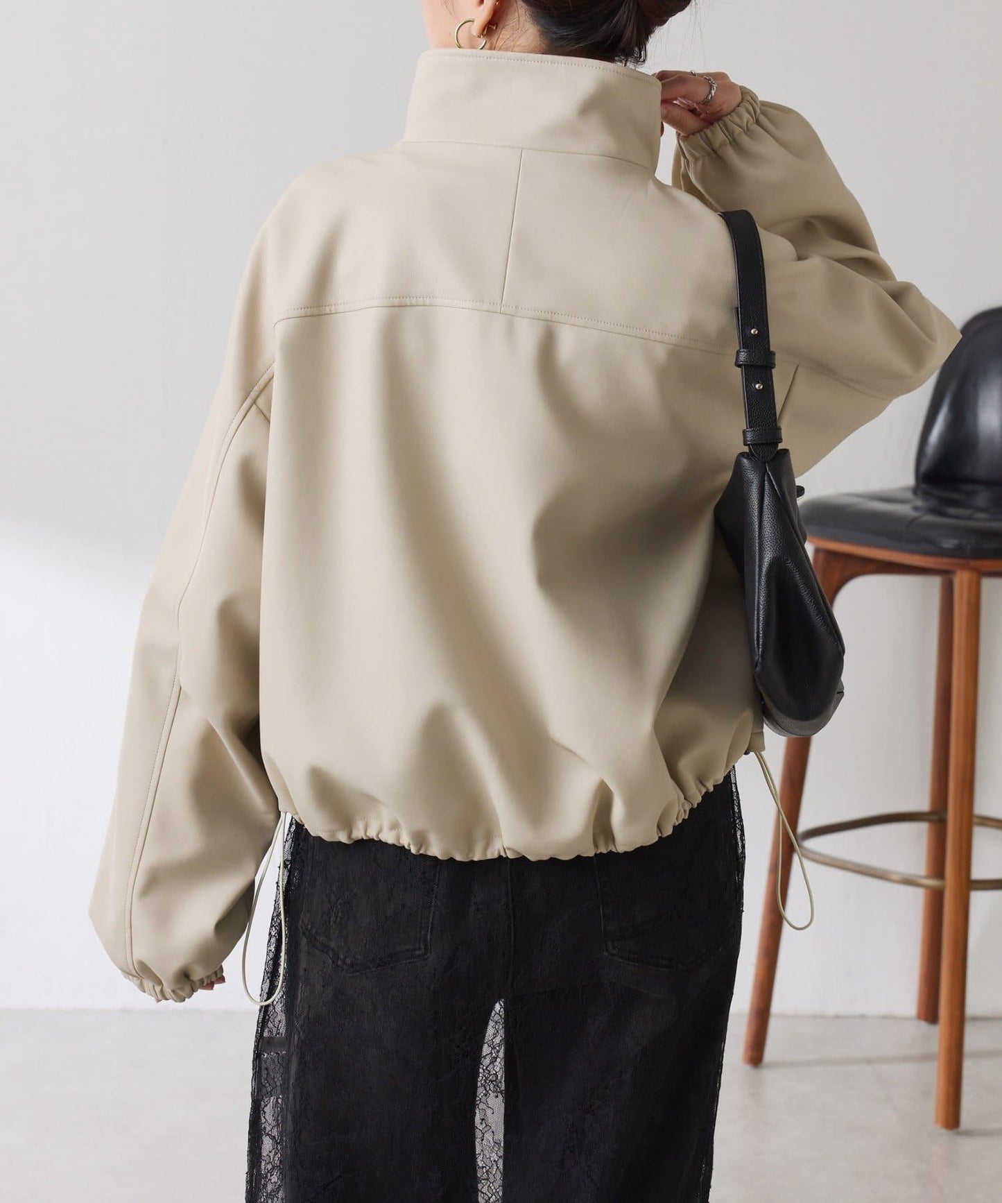 皮革質感立領夾克