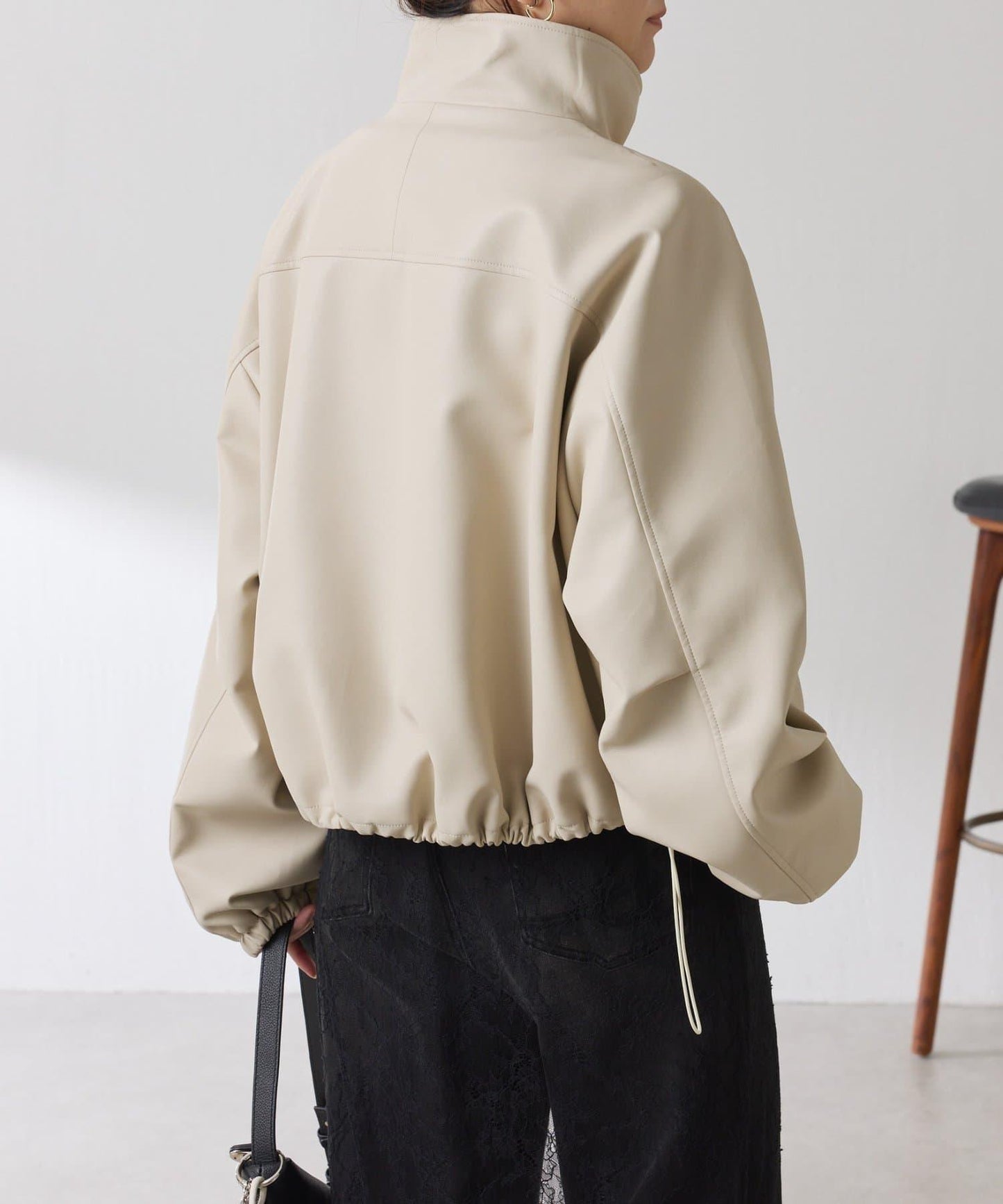 皮革質感立領夾克