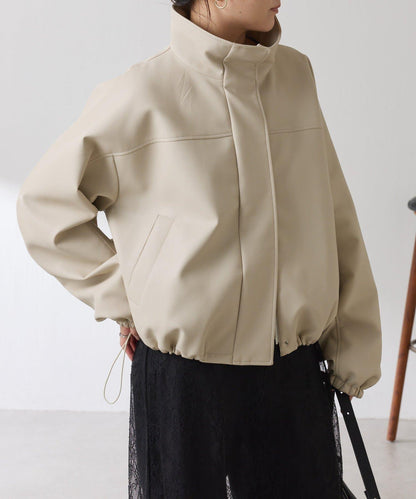 皮革質感立領夾克