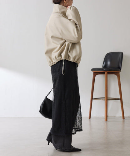 皮革質感立領夾克