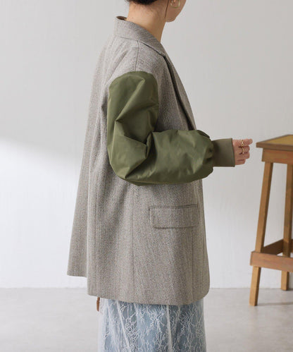 三扣拼接袖西裝夾克