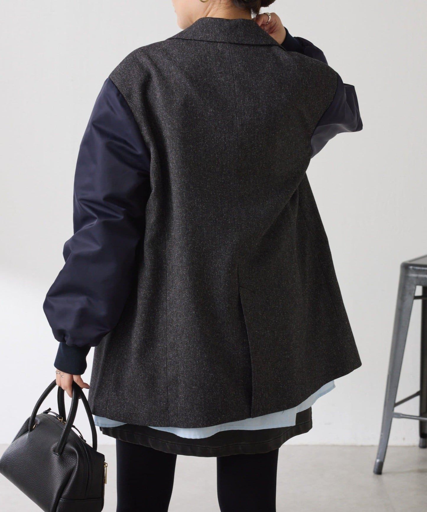 三扣拼接袖西裝夾克