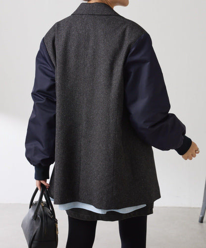 三扣拼接袖西裝夾克