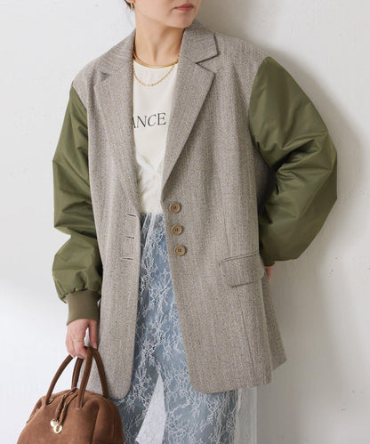 三扣拼接袖西裝夾克