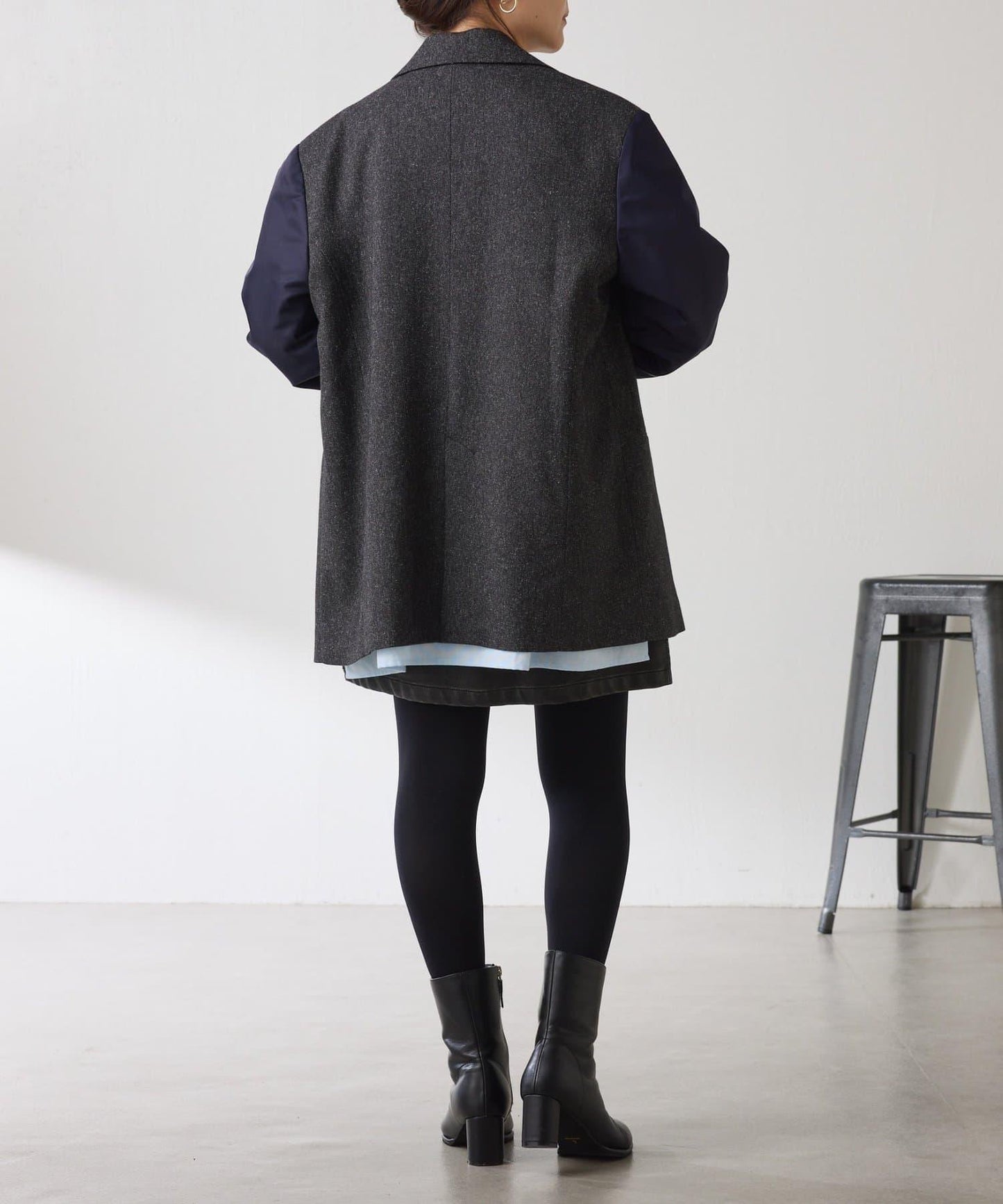 三扣拼接袖西裝夾克