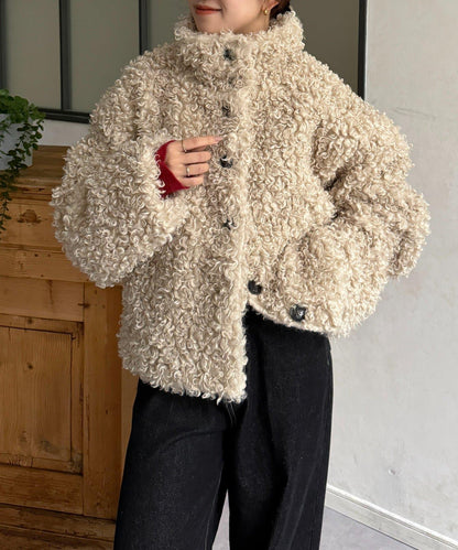 貴賓犬毛中長款夾克