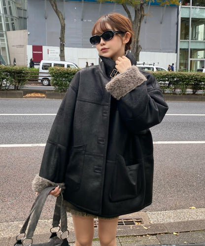 雙面穿仿羊羔毛大衣