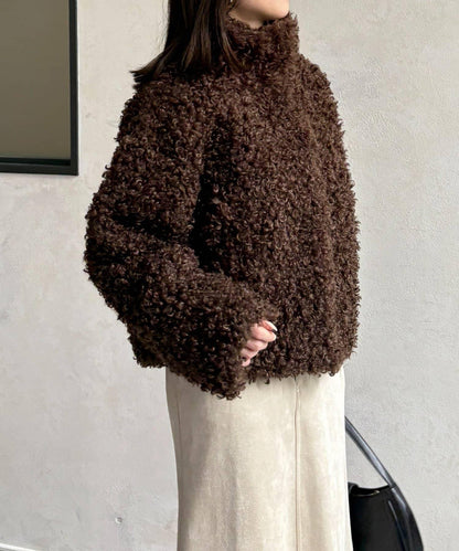 貴賓犬毛中長款夾克