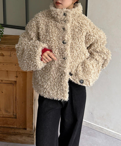 貴賓犬毛中長款夾克
