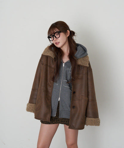 雙面穿仿羊羔毛大衣