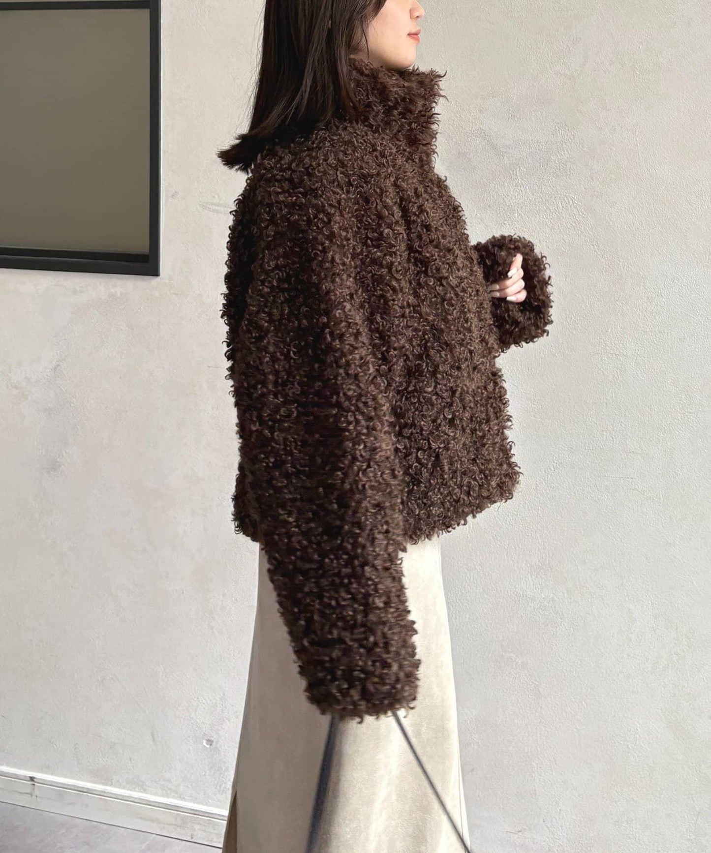 貴賓犬毛中長款夾克