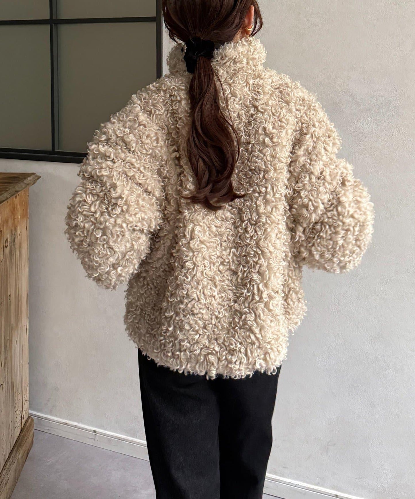 貴賓犬毛中長款夾克