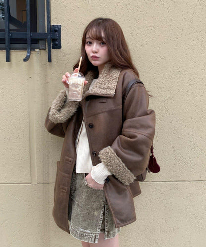 雙面穿仿羊羔毛大衣
