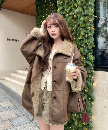 雙面穿仿羊羔毛大衣