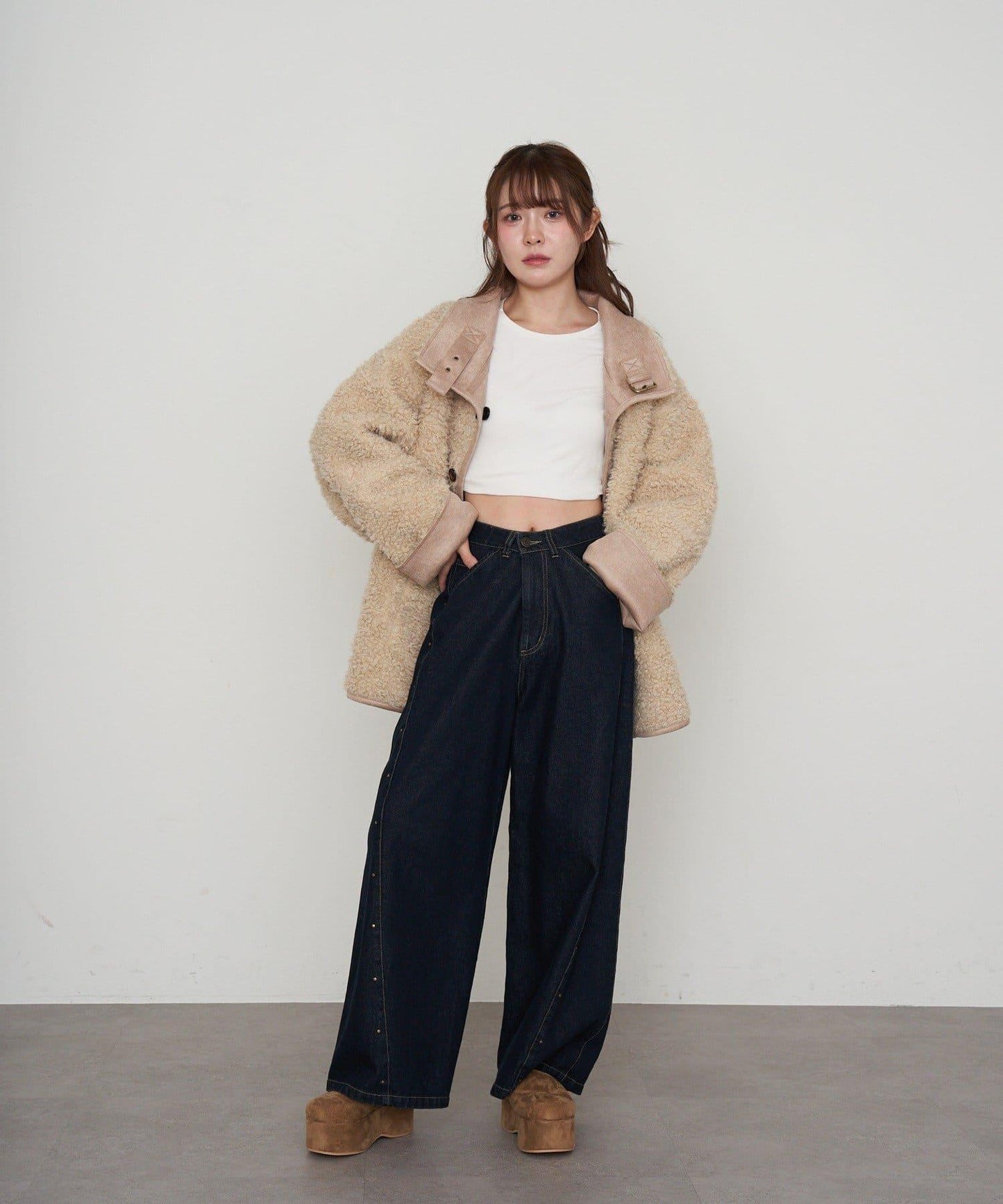 雙面穿仿羊羔毛大衣