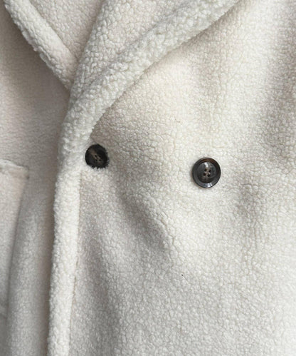 F羊羔絨中長款雙排扣大衣