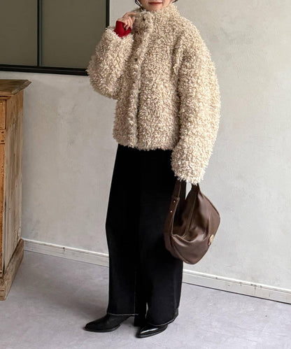貴賓犬毛中長款夾克