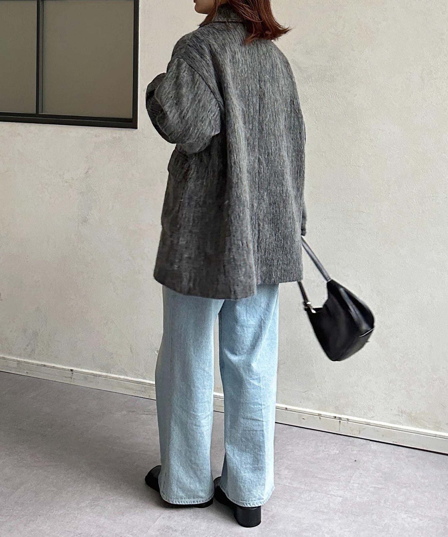 翻領長毛中長款大衣