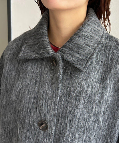 翻領長毛中長款大衣