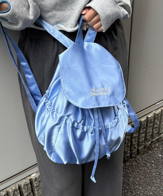 H.S徽標刺繡緞面雙肩包