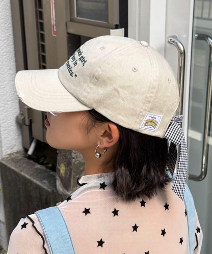 ★【HELLO.SANFRANCISCO/ハローサンフランシスコ】字母標語刺繡蝴蝶結棒球帽