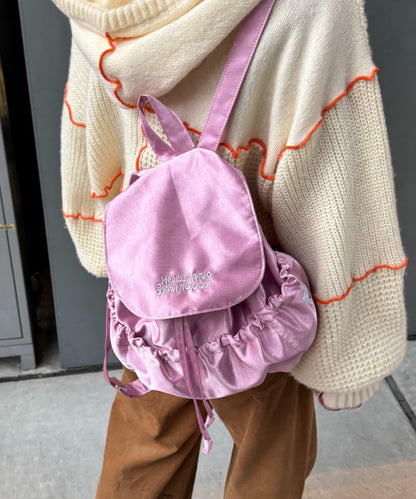 H.S徽標刺繡緞面雙肩包