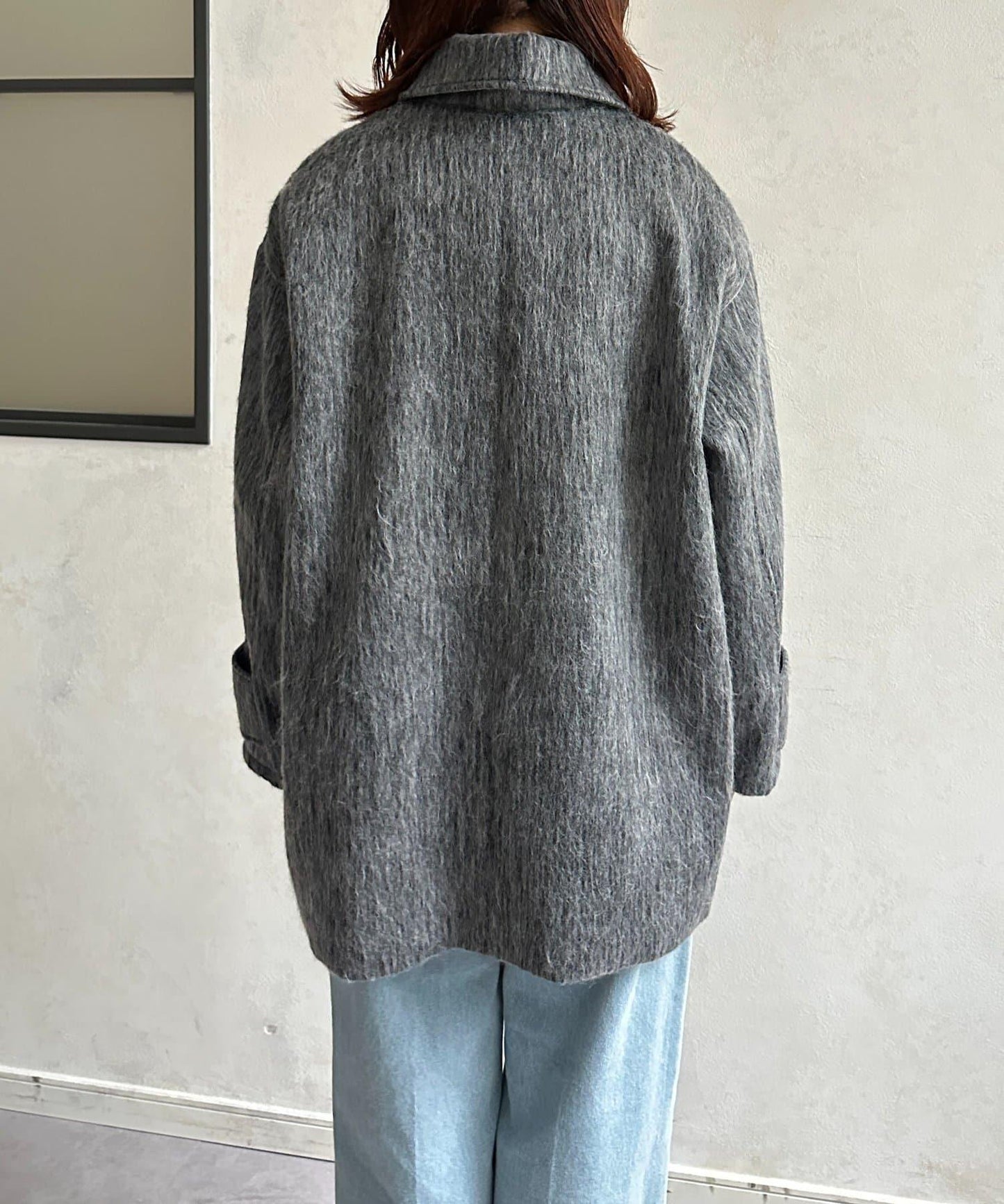 翻領長毛中長款大衣