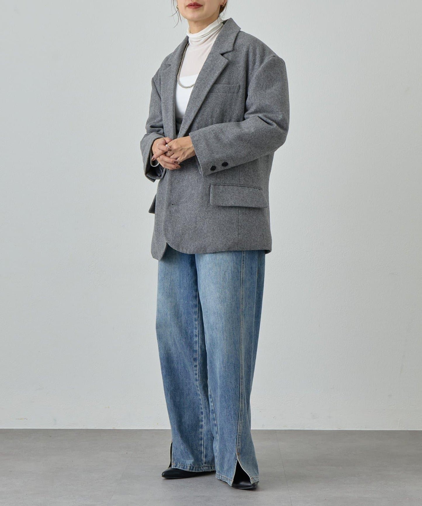 羊毛寬鬆西裝夾克