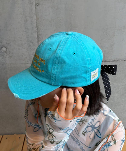 ★【HELLO.SANFRANCISCO/ハローサンフランシスコ】字母標語刺繡蝴蝶結棒球帽