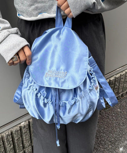 H.S徽標刺繡緞面雙肩包