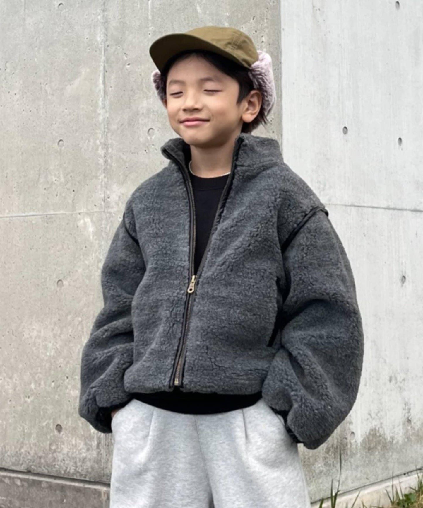 【KIDS】【有青少年尺碼】與媽媽同款！保暖輕盈多功能仿羊羔絨立領夾克