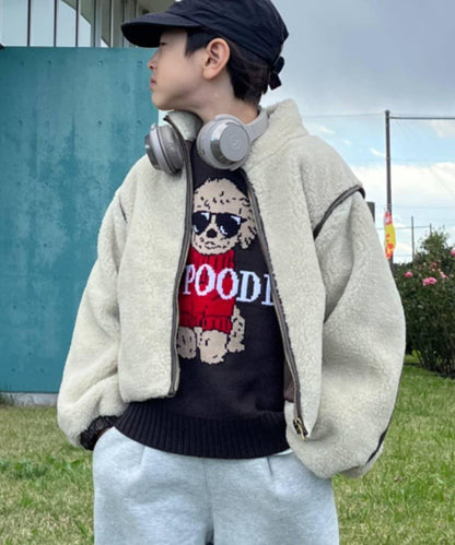 【KIDS】【有青少年尺碼】與媽媽同款！保暖輕盈多功能仿羊羔絨立領夾克