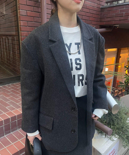 羊毛寬鬆西裝夾克