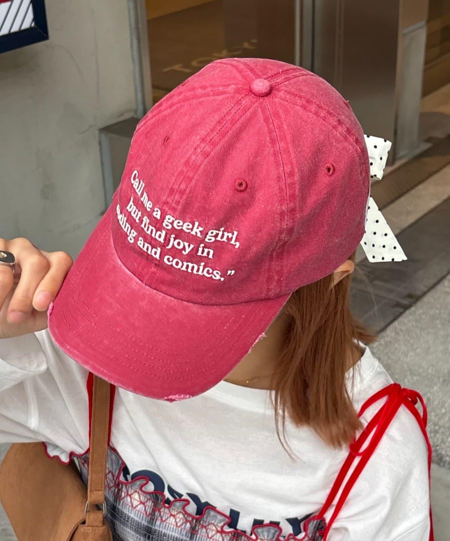 ★【HELLO.SANFRANCISCO/ハローサンフランシスコ】字母標語刺繡蝴蝶結棒球帽