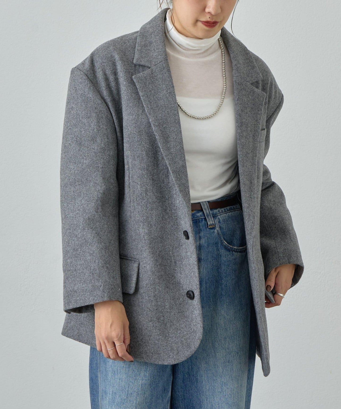 羊毛寬鬆西裝夾克