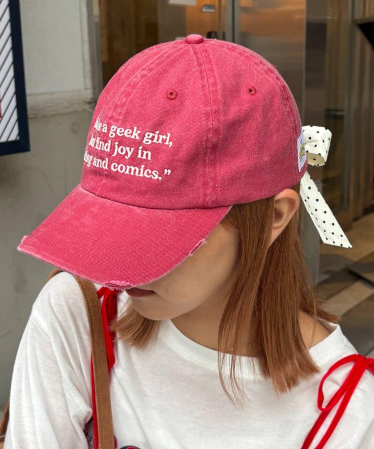 ★【HELLO.SANFRANCISCO/ハローサンフランシスコ】字母標語刺繡蝴蝶結棒球帽