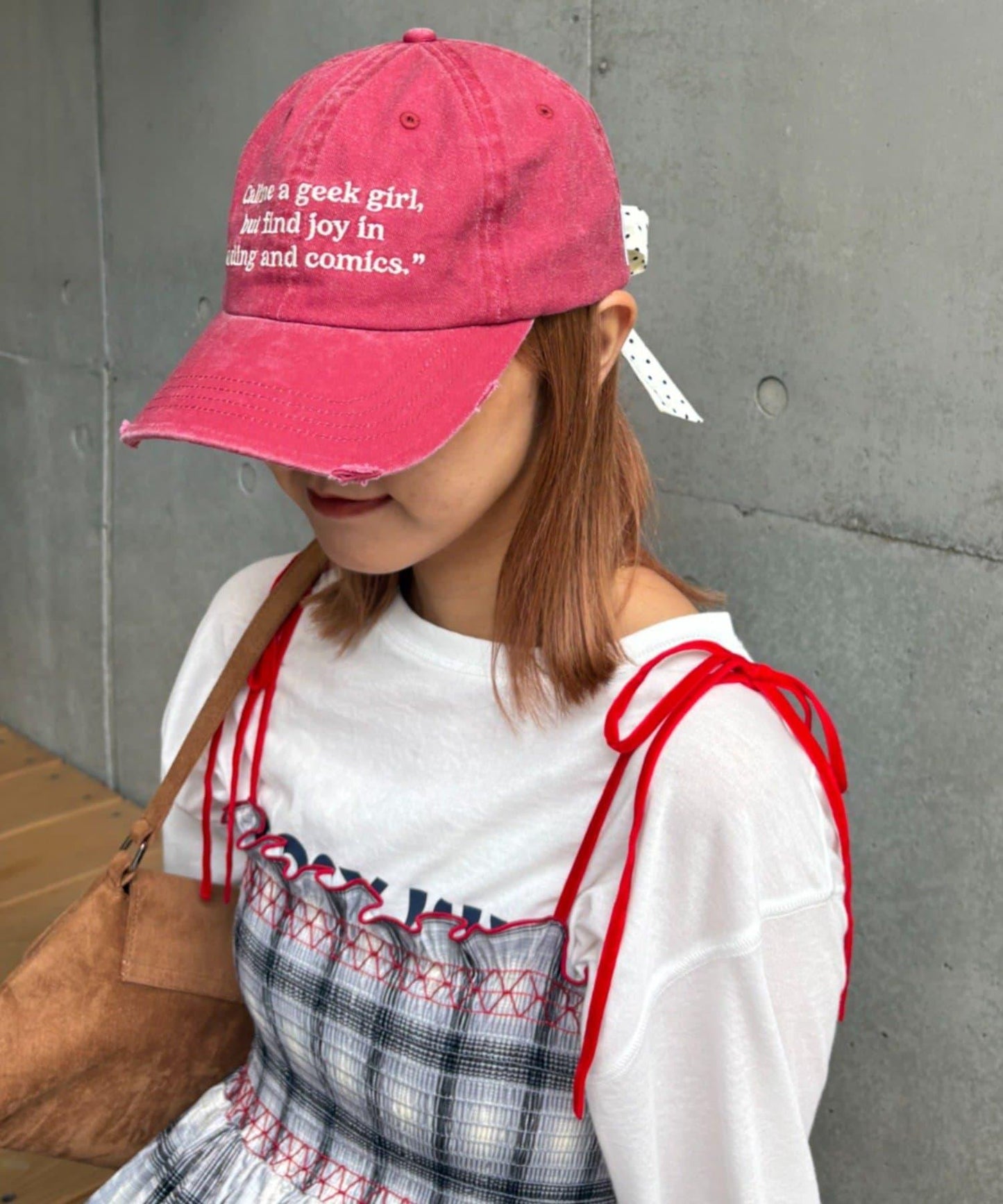 ★【HELLO.SANFRANCISCO/ハローサンフランシスコ】字母標語刺繡蝴蝶結棒球帽