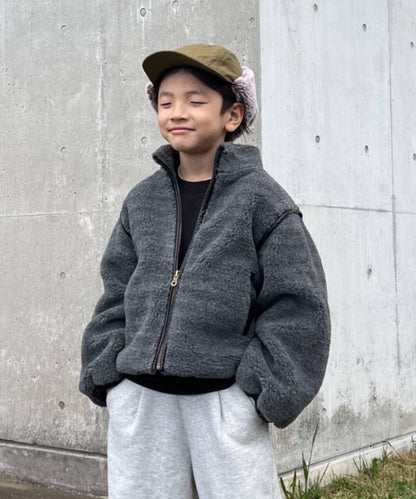 【KIDS】【有青少年尺碼】與媽媽同款！保暖輕盈多功能仿羊羔絨立領夾克