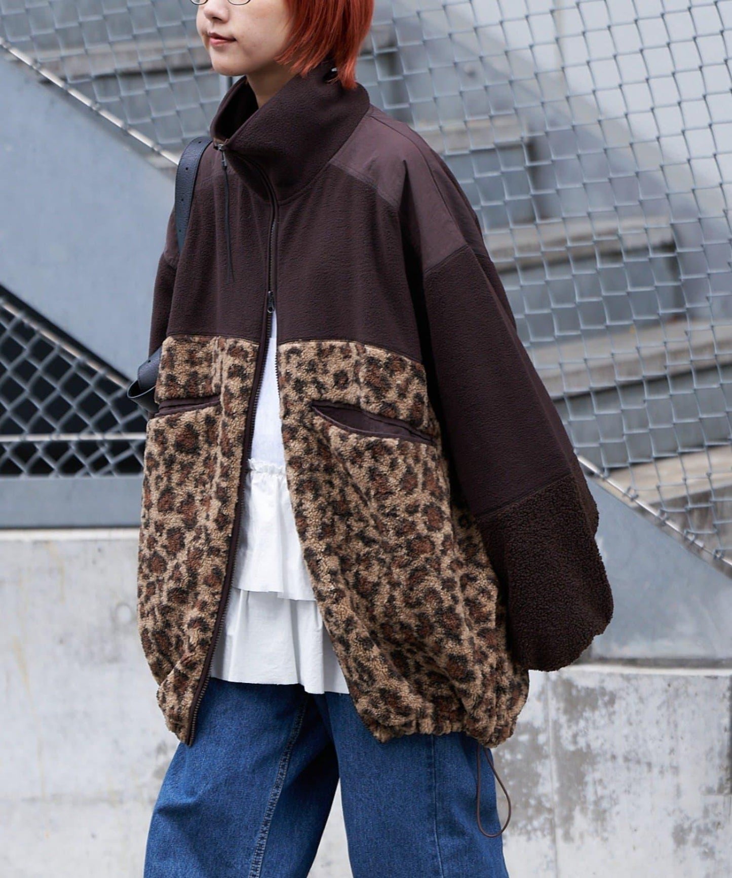 【etsinta/エシンタ】拼接羊羔絨寬鬆夾克